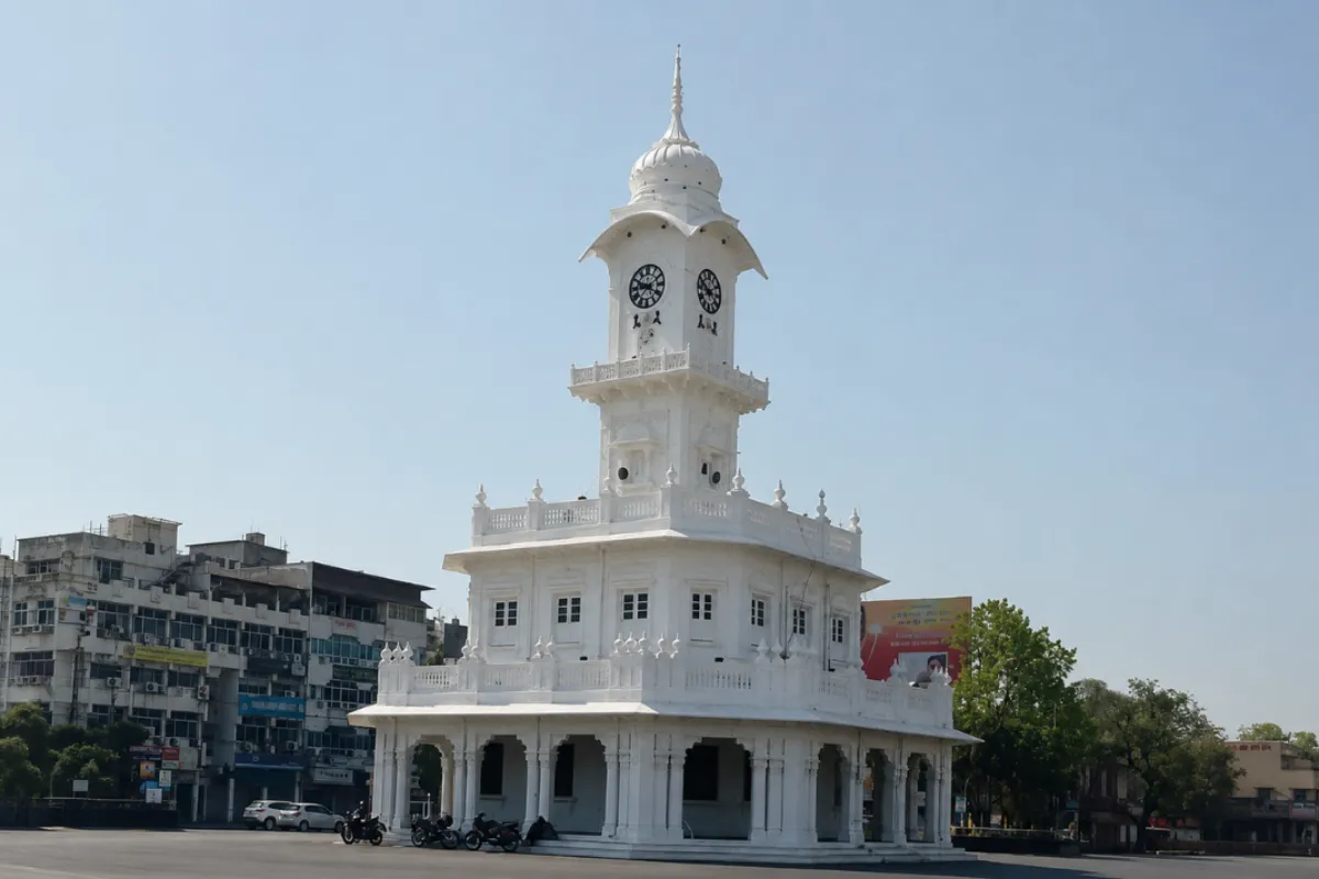 Tower Chowk (Ghantaghar) clock tower in Freeganj, Ujjain - a central landmark near Ujjain Junction railway station
