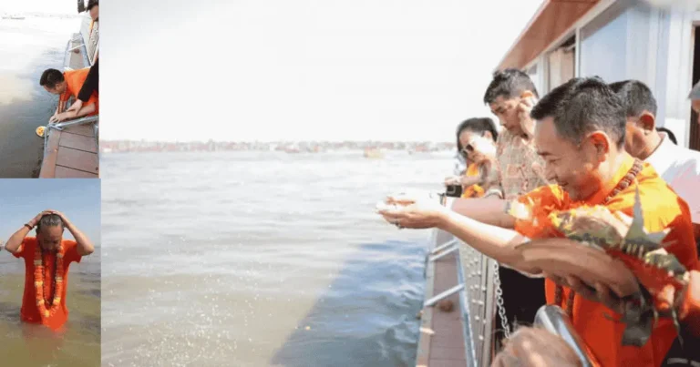 Sikkim CM Prem Singh Tamang takes Holy Dip at Triveni Sangam During Maha Kumbh 2025