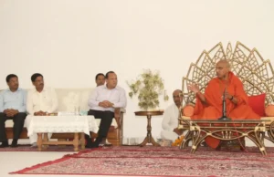 Officials From Ujjain Simhastha Kumbh Meet Swami Avdheshanand Giri to Discuss 2028 Mega Event Ujjain Kumbh officials meeting Swami Avdheshanand Giri at Harihar Ashram in Haridwar.