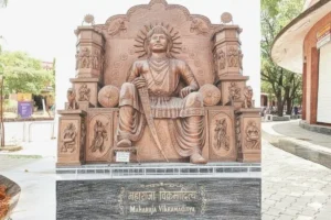 Stone carvings of ancient temple in Ujjain city of divinity