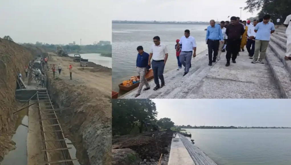 ghat-development-ujjain-simhastha-2028 Upgraded Shipra River Ghat Development under construction for enhanced Simhastha 2028 pilgrim facilities.