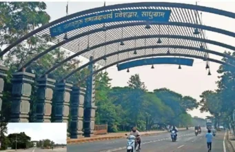 24×7 Water Supply Planned for Sadhugram Ahead of Simhastha Kumbh 2027 view of Nashik’s Tapovan area showing massive Sadhugram site under development with new water tanks and pipelines being laid for Simhastha Kumbh 2027.